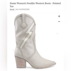 Dante Freddie Western Boots W/ Studded Accents & Lightening Bolt Inlay NWT